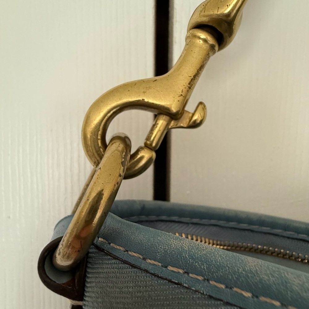 Coach Brown and Blue Monogram Shoulder Bag with Dust Bag and Coach Cleaner! - Picture 4 of 10